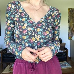 Floral Crop Button Up